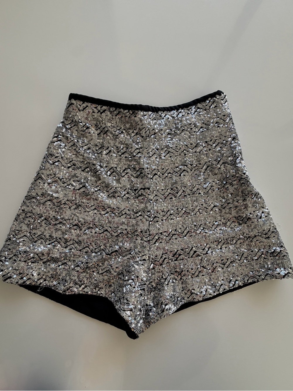 Silver Sequin Women's High-Waist Shorts